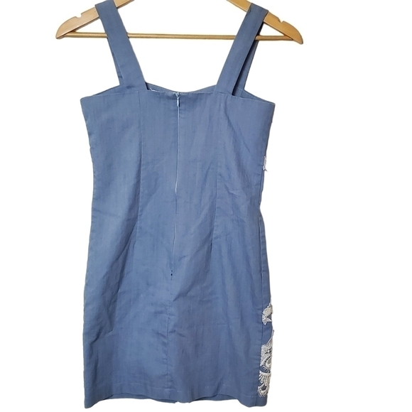 Silhouette Sphaget Strap Denim Dress  with Scalloped Lace Size S - Picture 5 of 13